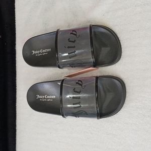 JUICY COUTURE CLEAR and Black Wanderlust Pool Slides. SIZE 9